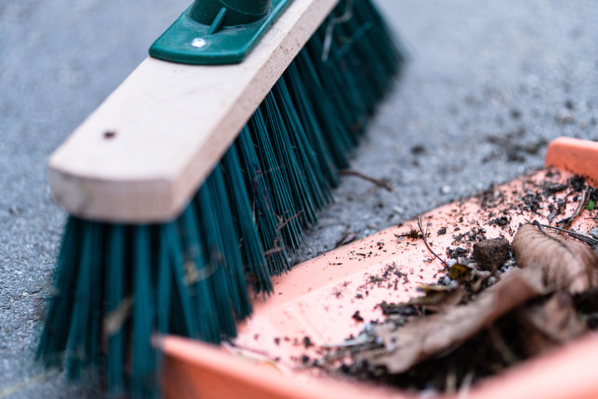 Cleaning a concrete patio
