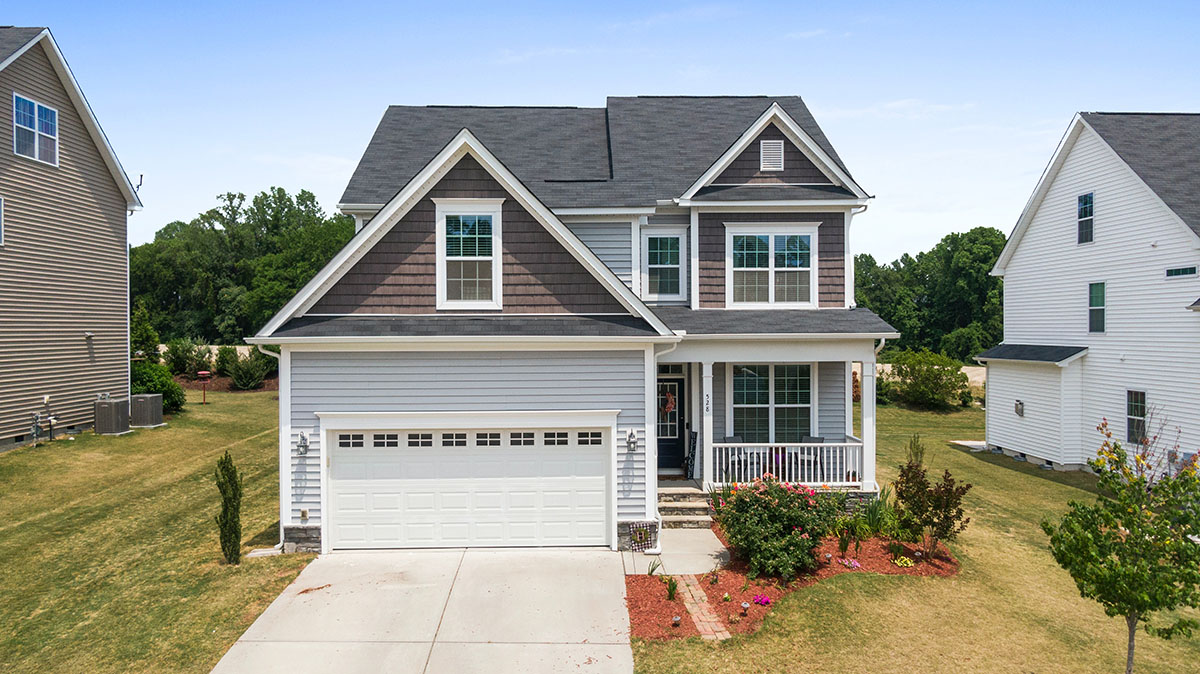 Suburban house with landscaping and curb appeal